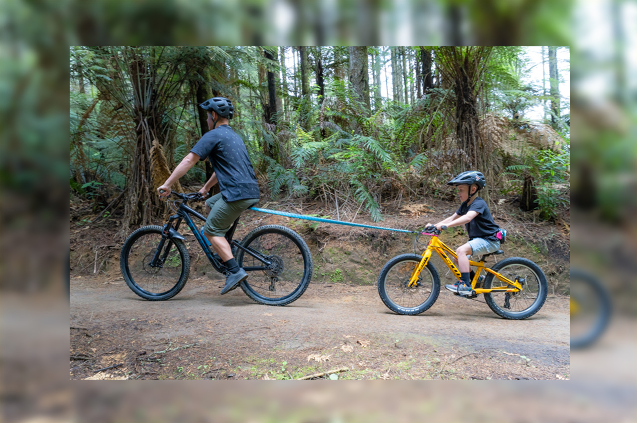 Corda di Traino con Quick Loop Maste Tow Rope Outdoor Bambini Adulto MTB Cintura Elastica per Bicicletta Mountain Bike Corda di trazione Riflettente con Custodia 